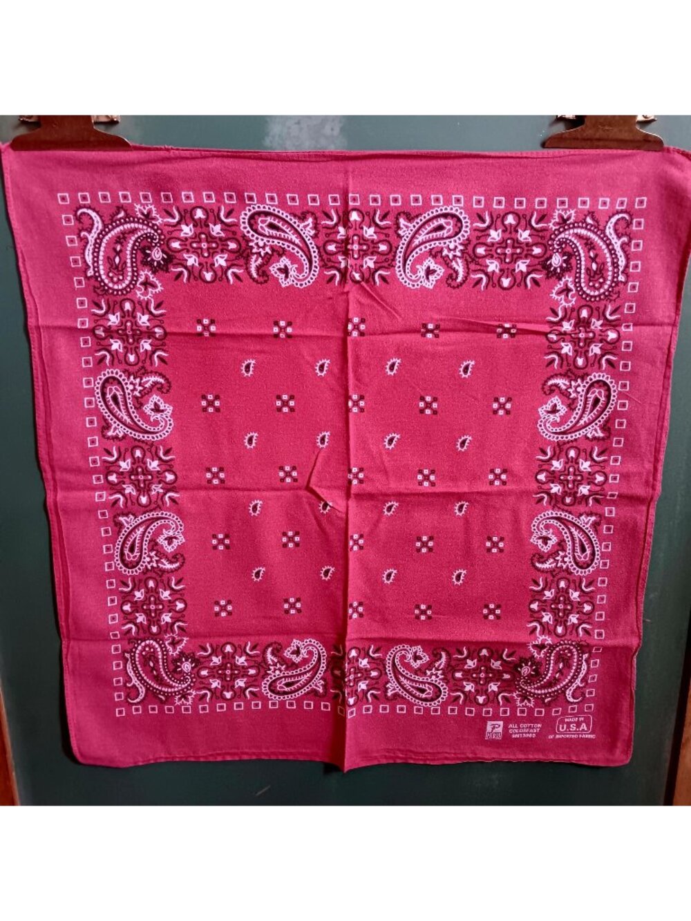 Vintage Paris 100% Cotton Paisley Hanky Bandana Colorfast Made In USA